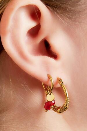 Boucles d'oreilles charm en acier inoxydable doré Rouge h5 Image2